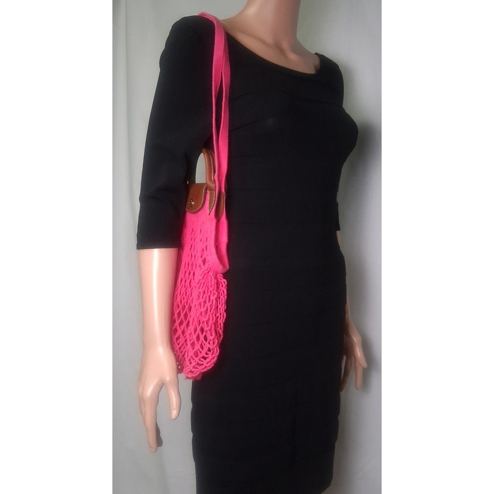 Longchamp Le Pliage Filet Knit Mesh Handel Bag Shopper ~NWT~ Candy - Picture 3 of 4